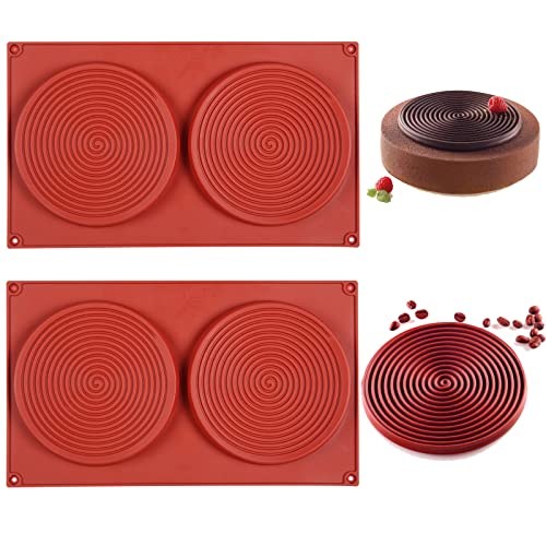 2 Pezzi Stampo Torta Spirale in Silicone, Stampo Silicone Spirale Piatta, Stampo Silicone Spirale, Adatto per Fare la Torta Arcobaleno, Torta al Cioccolato, Rendere la Torta più Deliziosa