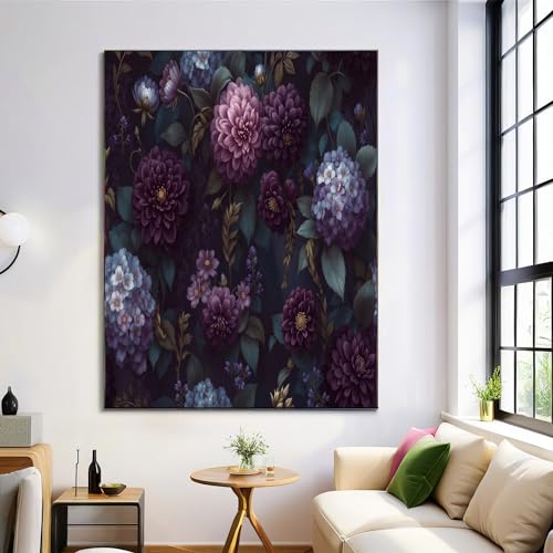 Impression d'art sur toile premium GDJSMIN motif floral rétro 70x100