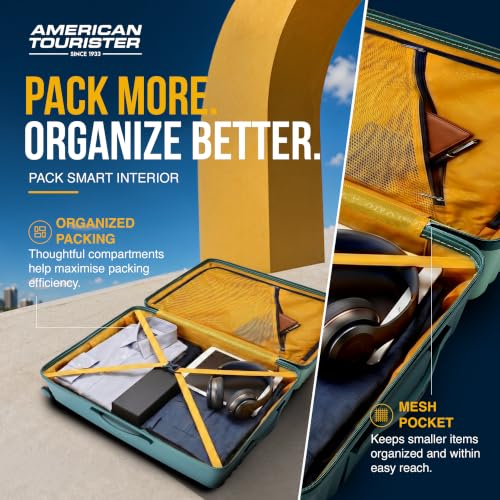Image of American Tourister Cleva S | Luggage Trolley Bag (77 cm) | 360 8 Wheel Travel Luggage | 2 Compartments | Hard Luggage Polypropylene Suitcase | Mounted TSA Lock | 3 Years Warranty | Mint Green & Green