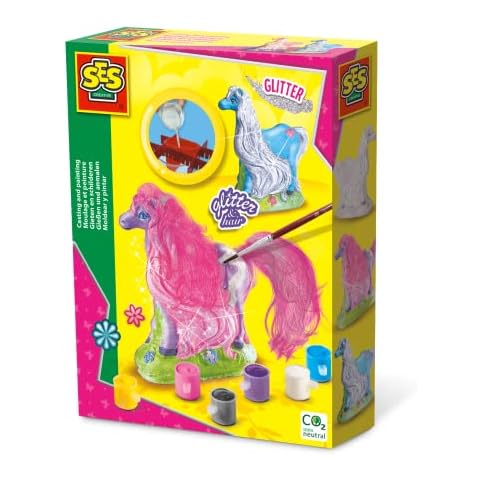 SES Creative 01272 - Casting and Painting - Horse with Mane, Plaster in 3D, Horses Theme, Fast-Drying Plaster, for Children Cover