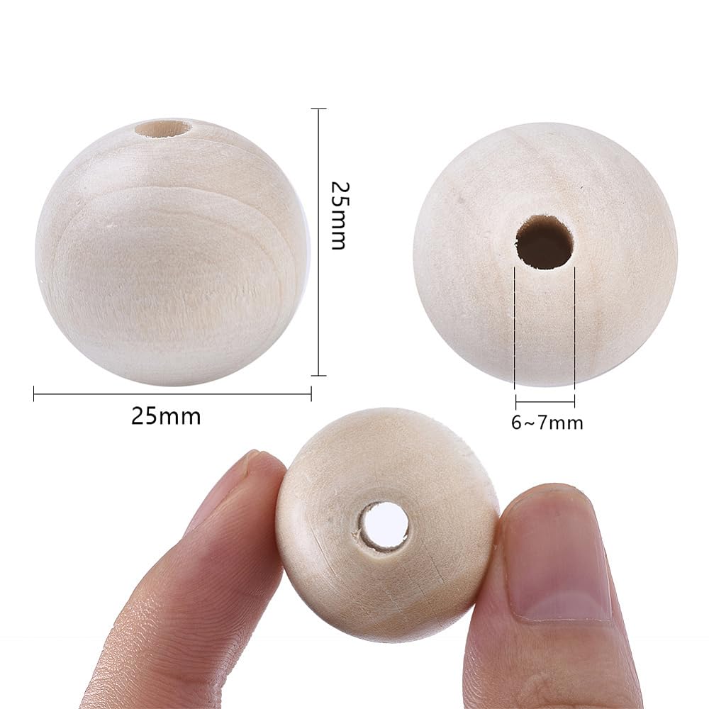 DanLingJewelry 200 perline di legno da 25 mm per decorazioni domestiche