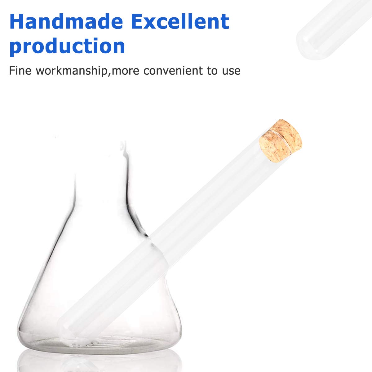 Tubos De Ensayo Vacíos Transparentes Con Tapa, 10 tubos de ensayo de vidrio transparente con corcho for experimentos científicos, suministros de laboratorio