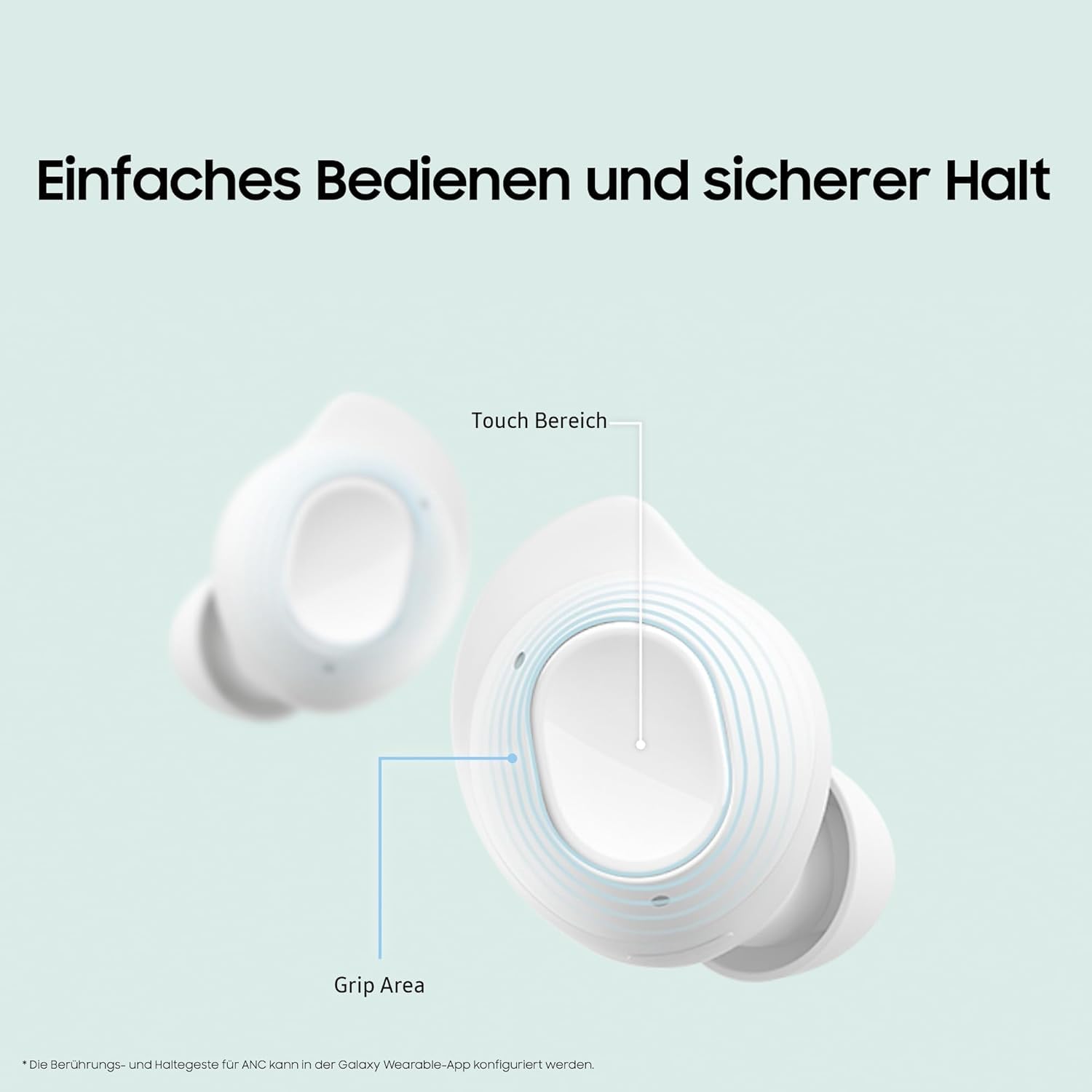 Samsung Galaxy Buds FE Kabellose Bluetooth-Kopfhörer, Active Noise Cancelling (ANC), Komfortable Passform, 3 Mikrofone, Touch Control, Tiefer Bass, Inkl. Ladekabel, White