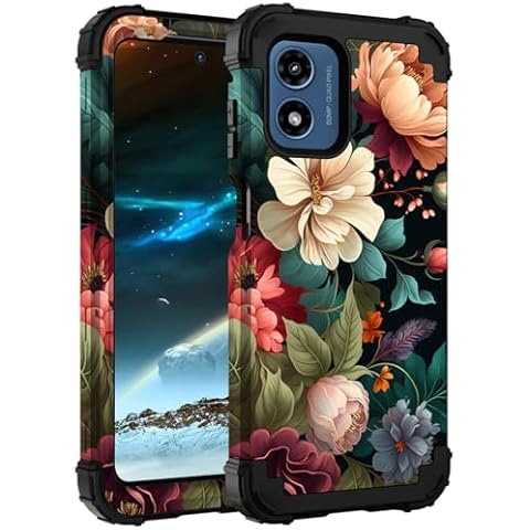 PIXIU for Motorola G 5G 2024 Release, Heavy Duty 3 Layer (Silicone+Plastic) Shockproof Protective Hybrid Flower case for Women/Grils Cover