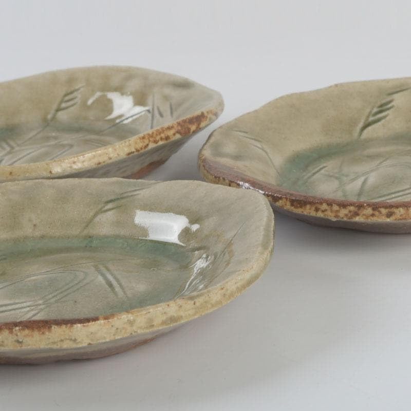 和食器　茶懐石　幸兵衛窯　灰釉　銘々皿　五客　共箱　N　9396 和食器 茶懐石 幸兵衛窯 灰釉 銘々皿 五客 共箱 N 9396