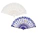 Ruilogod Poliester Wzór Flower Home Decor Retro Style składany ręcznie wentylator 23cm Długość 2szt