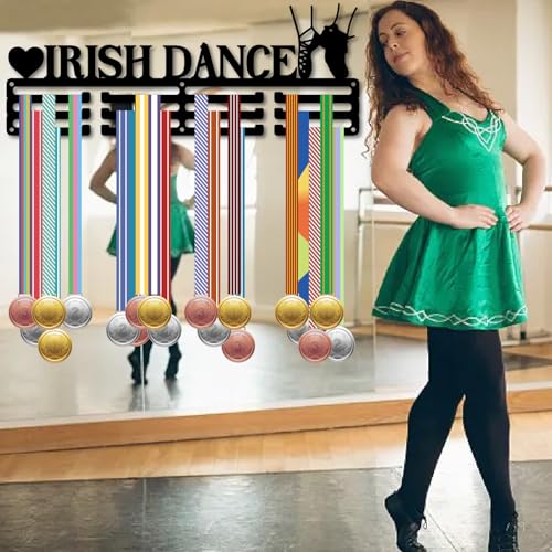 CREATCABIN Irish Dance Medal Holder Medals Hanger Display Dancing Sports Awards Lanyard Ribbons Organizer Metal Rack Wall Mount Decor with 12 Lines for Dancer Athletes Marathon Race 15.7 x 5.9 Inch by CREATCABIN - Image 7