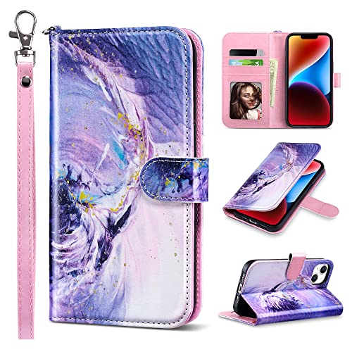 Ulak Compatible With Iphone 14 Wallet Case For Women, Premium Pu Leather Flip Cover With Card Holder And Kickstand Feature Protective Phone Case Designed For Iphone 14 2022 6.1 Inch, Romantic Purple #TOP11