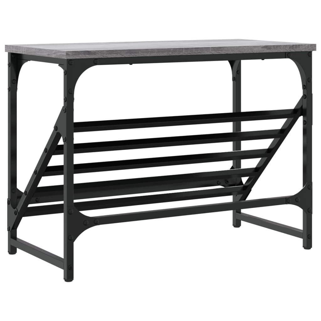 Schuhregal Grau Sonoma mit pulverbeschichtetem Stahlgestell 60x30x45 cm Holzwerkstoff stabil platzsparend für Flur Diele Eingangsbereich mit viel Stauraum und praktische Ablage