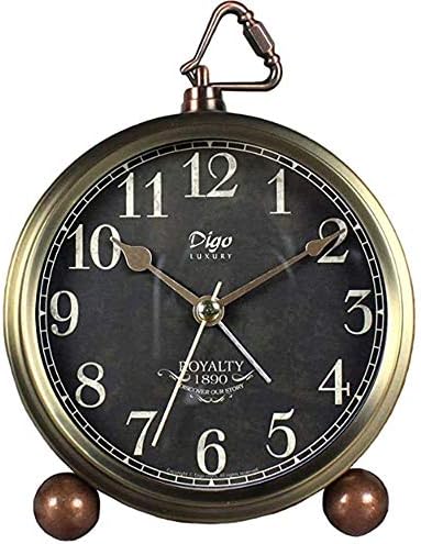 Cookadvan Vintage Metal Alarm Clock, 5.2 Inches Classic Retro Style Decor Kids Desk Alarm Clock with HD Glass Lenses, Non Ticking Battery Operated, for Bedroom and Home Decoration (Arabic)