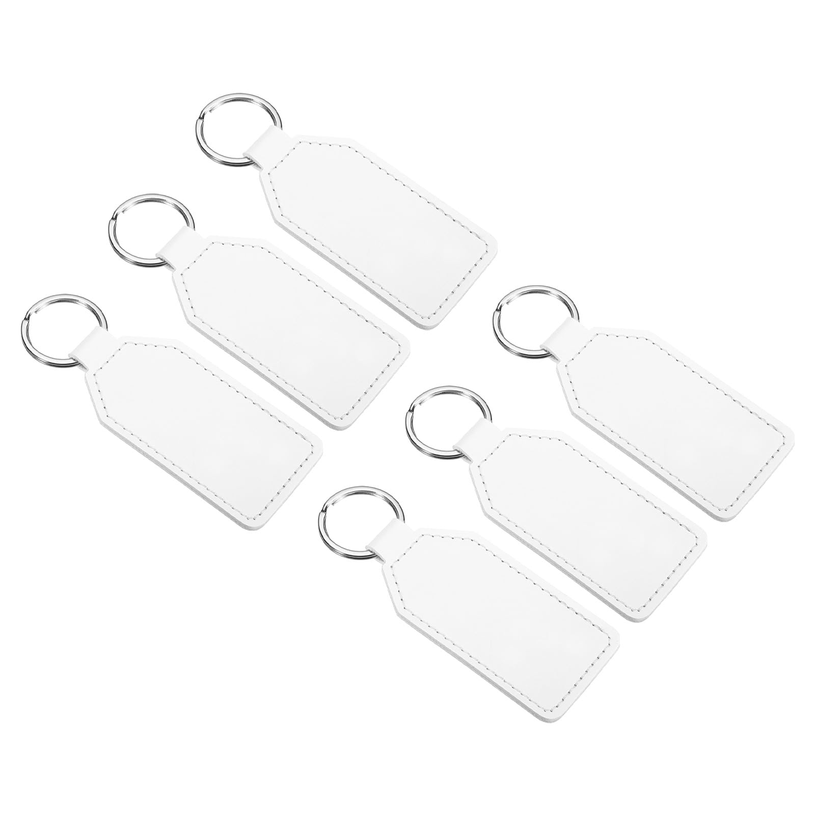 PATIKIL Sublimation Keychain Blanks, 6 Pack PU Leather Keychain Blanks Key Fob with Rings for DIY Keyring Car Home Keys White