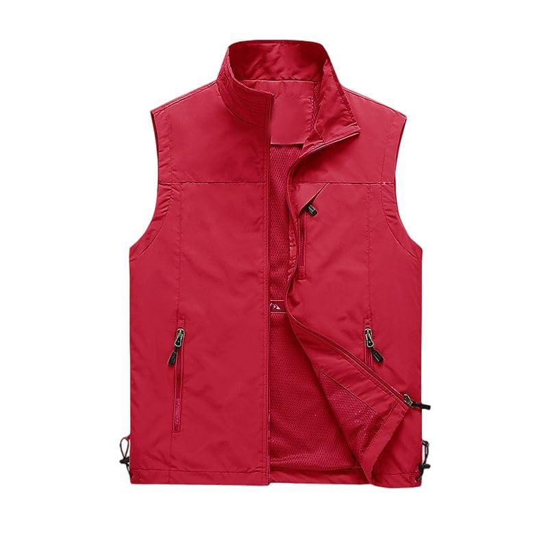 Gilet d'extérieur léger avec plusieurs poches zippées pour homme actif