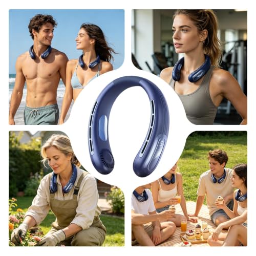 Ventilador personal de cuello recargable ajustable de 5 velocidades portátil 4