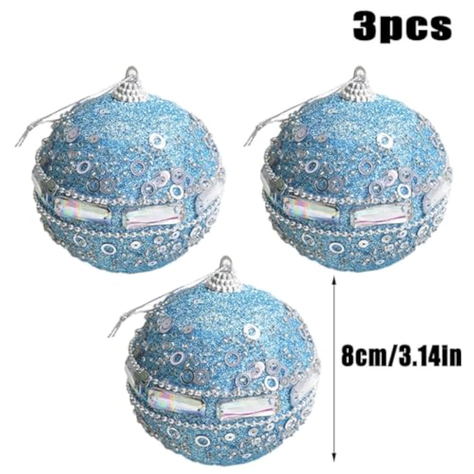 3 Pieces Christmas Ball Ornaments 8 cm Charm Pendants