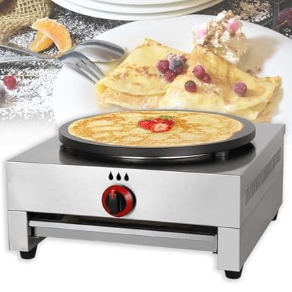 Naturalpowev Gas-Crêpe-Maker, 16 Zoll Antihaft-Crêpe-Maker mit Edelstahlgehäuse und rutschfesten Gummifüßen, Crêpe-Pfanne zum Kochen von Crêpes, Roti und Pfannkuchen, leicht zu reinigen