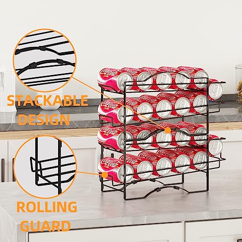 Gillas 4 Pack Soda Can Organizer Rack For Pantry, Stackable Beverage Soda Can Storage Dispenser Holder For Refrigerator, Cabinet, Black #TOP3