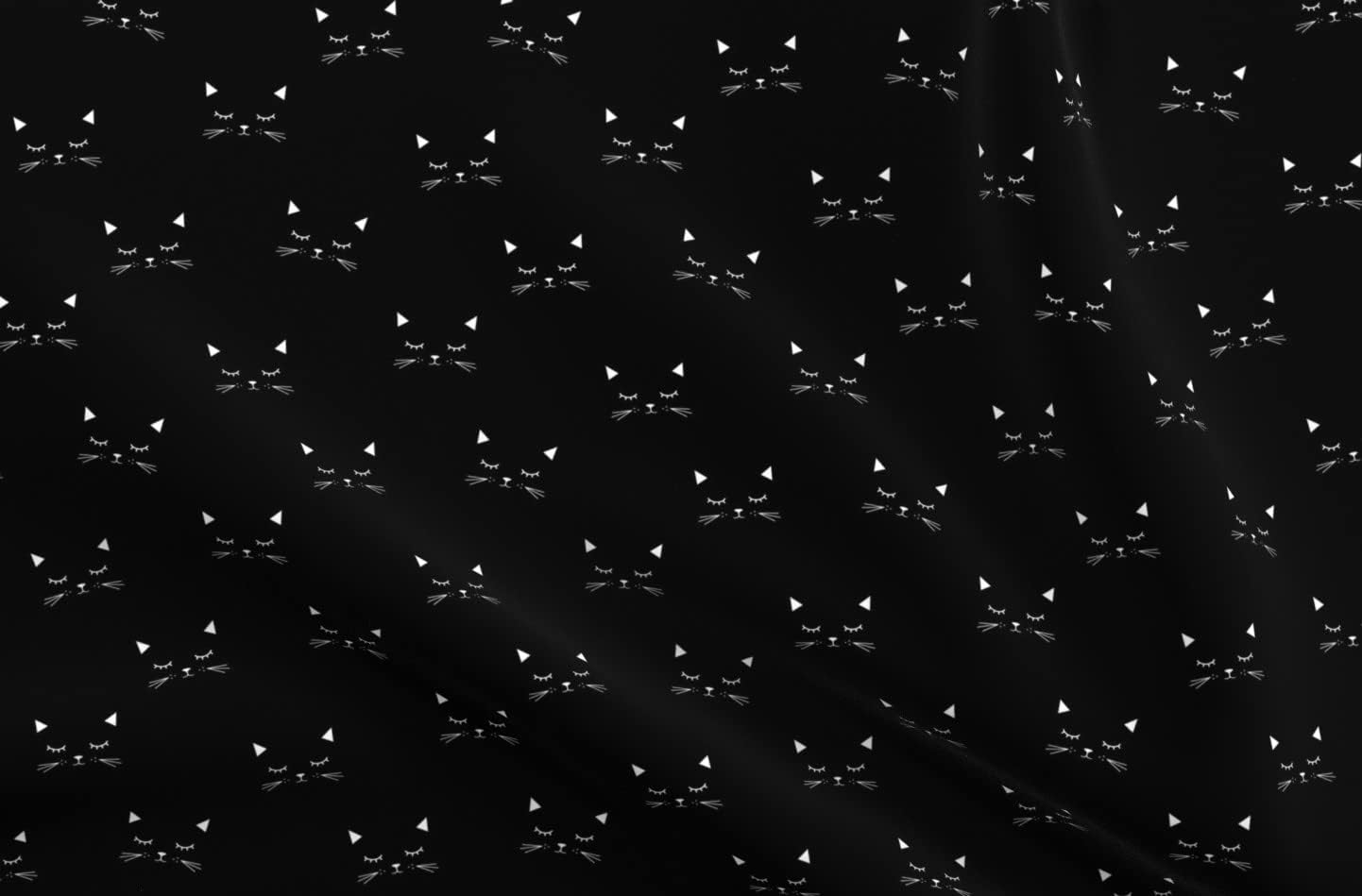 Spoonflower Fabric - Cats Black Cat Animal White Kids Gender Neutral Fauna Toddler Dark Printed on Denim Fabric by The Yard - Bottomweight Apparel Home Decor Upholstery