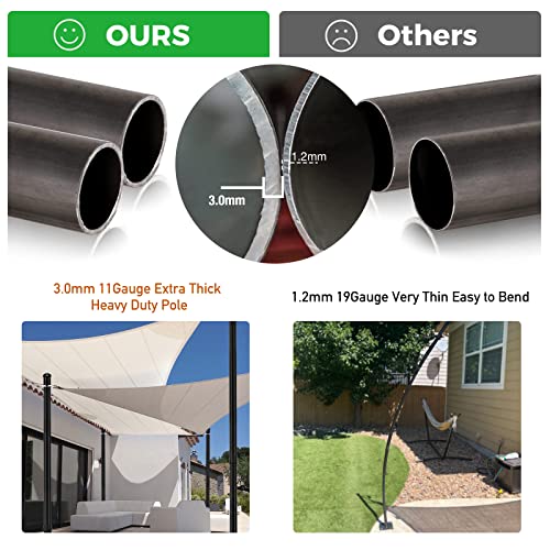 Warmwu 10Ft Sun Shade Poles - Extra Thick Heavy Duty Steel Shade Sail Post For Shade Sails, Outdoor String Light, Patio, Backyard (1 Set) #TOP1