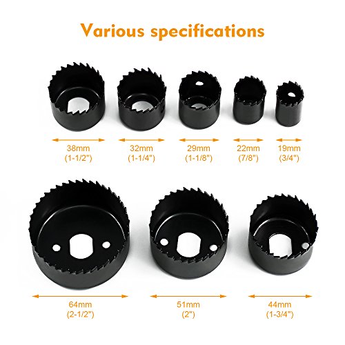 Locisne Hole Saw Set 11 Pieces 3/4" - 2-1/2 " Hole Saw Kit With Hex Key And Mandrels For Wood, Pvc Board, Plastic Plate Drilling #TOP1