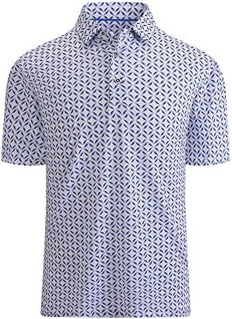 WARHORSEE Golf Polo Shirts for Men Short Sleeve Wrinkle Free 4 Way Stretch Moisture Wicking Performance Collared Tshirts,WhiteSqu,XL