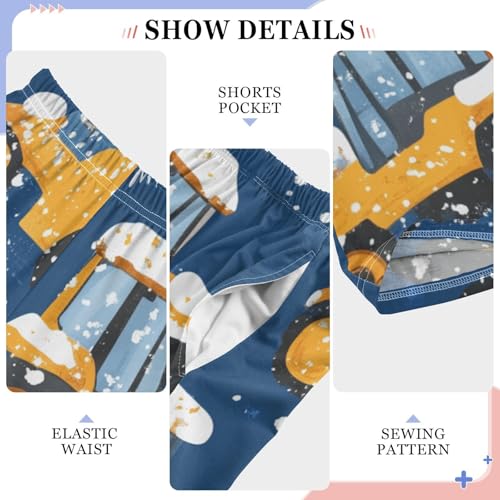 ZZXXB Tractor Snow Print Boys Long Pants Soft Trousers Elastic Waist Kids Lounge Bottoms with Pockets S-XL4