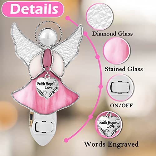 Kundgla Flying Angel Stained Glass Night Light Decorative Wall Plug In Nightlight For Hallway Bedroom Bathroom Kitchen Home Décor, Gift For Birthday Christmas Valentine Holidays - Faith Hope Love #TOP3