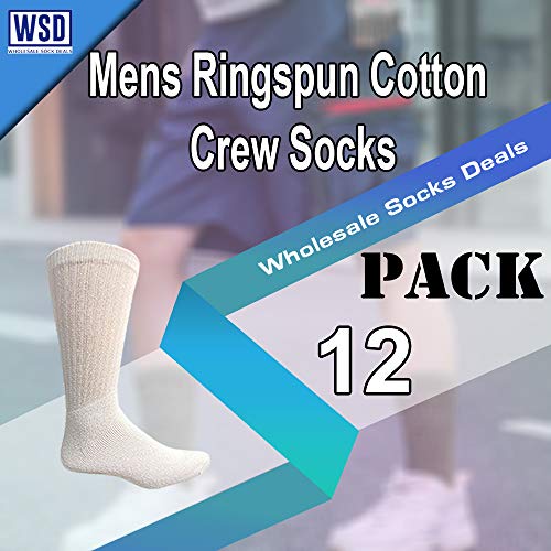 12 and 48 Pairs Value Pack of Wholesale Sock Deals Mens Ringspun Cotton Crew Socks2