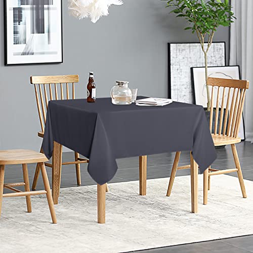 Image of sancua 2 Pack Dark Grey Tablecloth 54 x 54 Inch, Stain and Wrinkle Resistant Square Table Cloth - Washable Polyester Table Cover for Dining Tables, Buffet Parties and Camping