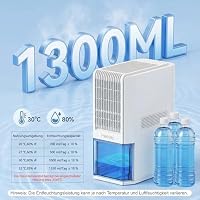 Heelay 2000ML Elektrischer Luftentfeuchter - 1,3L/Tag | Abtaufunktion (Entfeuchtung Auch <15 °C) Entfernt Effektiv Schimmel und Gerüche,Geeignet FüR Badezimmer, Keller Und Schlafzimmer (Q22) – Ansicht 3