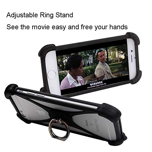 Universal Phone Ring Holder Case Fit Iphone Xs Max Xr X 11 7 8 Plus Unimax Umx U683Cl Elastic Silicone Bumper Cover Compatible With Huawei P20 Pro Samsung S9 Xiaomi Blu Phones Size 4'' To 6'' (Black) #TOP1