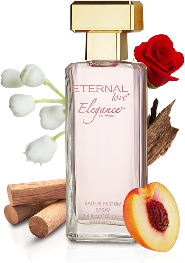 Eternal Love Elegance for Women - Long Lasting Eau de Parfum Spray - Sweet Floral Fruity Fragrance with Peach, Jasmine & Sandalwood - Summer Scent - 3.4oz