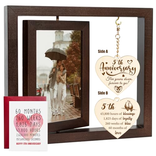TiTkaiVi 5 Year Anniversary Picture Frame Gifts for Wife, Husband, Boyfriend, Girlfriend