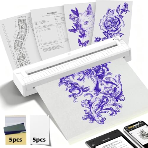 Image of M9 Wireless Bluetooth Thermal Printer, 2-in-1 Portable Tattoo Stencil & Document Printer, Compatible with iOS, Android & PC for Professional Tattoo Artists & Daily Use