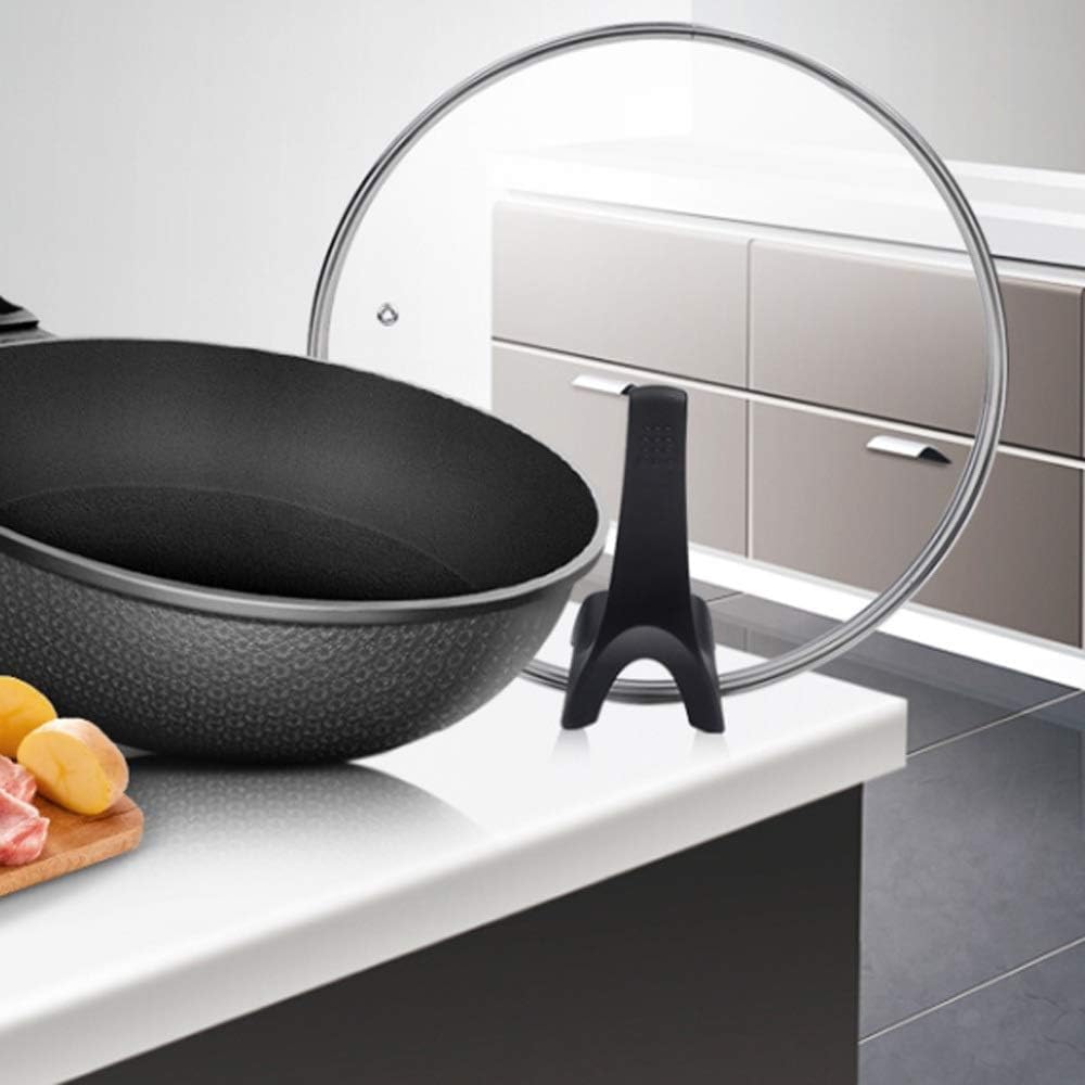 Wok in Lega di Alluminio con Supporto Coperchio in Vetro Wok Antiaderente Leggero per Saltare in Padella Manico ergonomico AntiGraffio 30 cm(30cm)