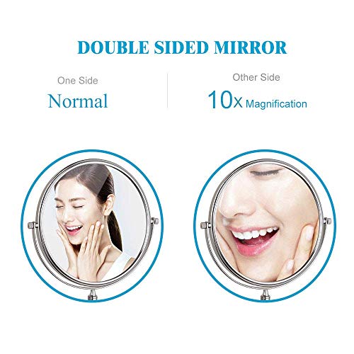 Miroir cosmétique grossissant 10x mural double face extensible - 4