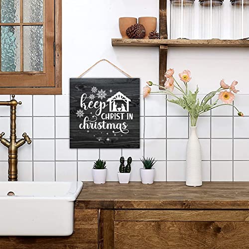 Panneau mural bois Keep Christ in Christmas 30cm pour salon