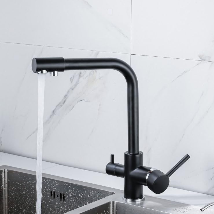 Mitigeur cuisine 3 voies noir pour supprimer les carafes filtrantes