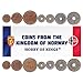 7 Coins from Norway | Norwegian Coin Set Collection 1 2 5 10 25 50 Ore 1 Krone | Circulated 1908-1952 | Cross