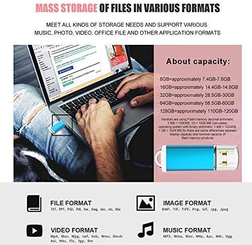 8G USB Flash Drive 5 Pack with Easy-Storage Bag Memory Stick K&ZZ Thumb Drives Gig Stick USB2.0 Pen Drive for Fold Digital Date Storage, Zip Drive, Jump Drive, Flash Stick, Mixed Colors