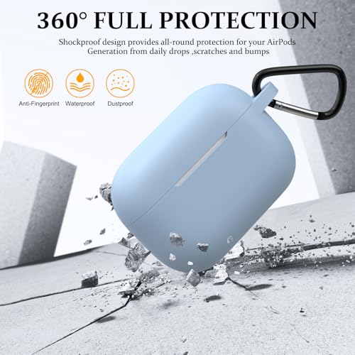 Image of Meliya for AirPods Pro 2 /1 Gen (2023 /2022 /2019) Case Cover with Cleaning Kit and Keychain, Soft Silicone Case Compatible with Airpods Pro 2 (USB-C /Lightning Cable) - Blue