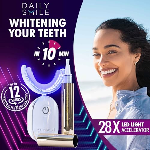 Instant Teeth Whitening Kit for Sensitive Teeth – Hands-Free Waterproof Light & 4 Whitening Pens, Vegan