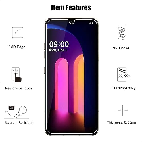 Miniatura 3 de (3+3) Protector de pantalla de vidrio templado con película protectora de lente de cámara para LG V60 ThinQ 5G  V60 ThinQ 5G UW (paquete de 3)