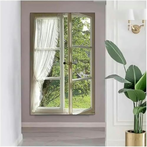 Mural de pared con ventana falsa en 3D, decoración de pared con ventanas que se abren de forma artificial con paisaje natural enmarcado, decoraciones de pared con vistas a la ventana para el hogar