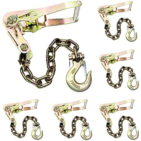 WorldPac (Pack of 6) Auto Hauler Set with 5/16" Chain Ratchet and 5/16" Slip Hook Tie Down - Grade 70 Cover