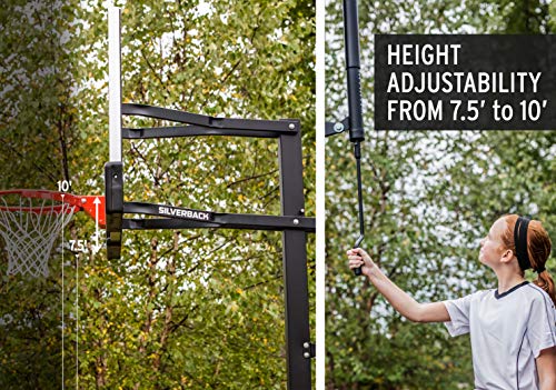 Silverback 54" In-Ground Height Adjustable Basketball System With Tempered Glass Backboard, Pro-Style Breakaway Rim, And Backboard Pad #TOP5