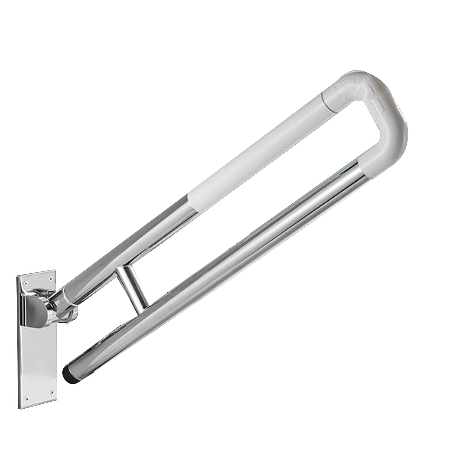 Barras de Seguridad abatibles para baño, Montaje en Pared, para Personas con discapacidad, Soporte para Inodoro, Ayuda para Personas Mayores (Blanco, 60 cm)
