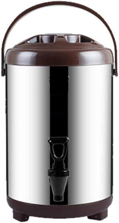 GHKWXUEThermal Beverage Dispenser Milk Tea Barrel Cooler 6L/8L /10L/12L Commercial High Temperature Belt Faucet Stainless Steel Suitable For Tea Shop Coffee Shop (Color : Brown, Size : 12L)