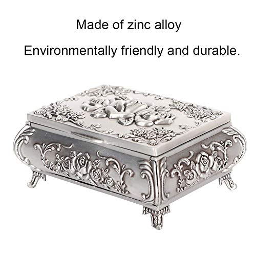 Rectangle Vintage Jewelry Box, Durable Jewelry Box, Metal Trinket Storage Organizer Box Chest Ring Jewelry Case With Rose Pattern For Girls Ladies Women (96.54) #TOP2
