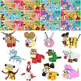 JOYIN 24 Packs Valentines Day Gift Cards with Animal Building Blocks for Party Favor Toy, Valentine's Classroom Exchange, Kids Classroom School Prize