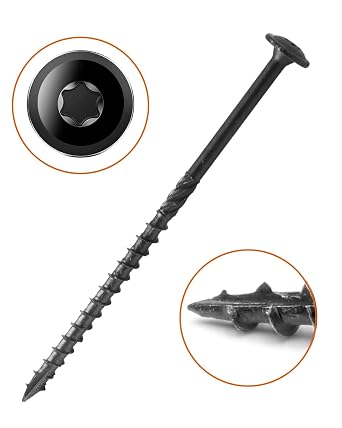 IMSCREWS #14 x 5 inch Black Wood Deck Screws Epoxy Coated Carbon Steel T30 Star Drive Large Washer Head Timber Screws Heavy Duty Structural Fasteners 40 Pack